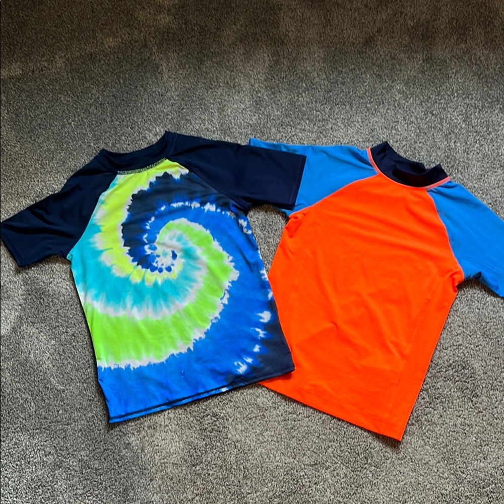 Kids Swim Rash Guard Set - Tie-Dye and Orange